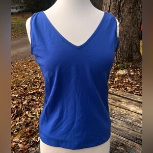 CHADWICKS WOMENS LARGE BLUE SLEEVELESS BLAZER TOP